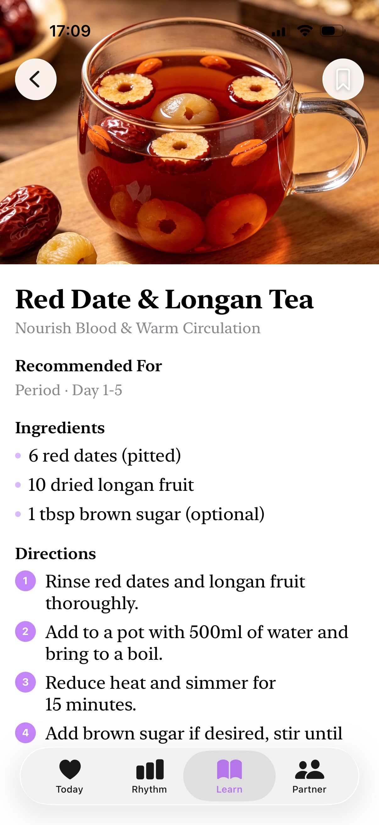 Elo wellness recipe — Red Date & Longan Tea for period support